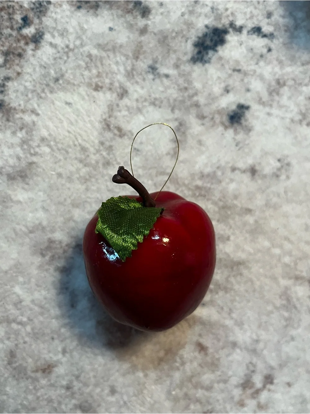 Vintage Red Apple Ornaments with Green Leaf, Gold Thread for hanging Bundle 36!